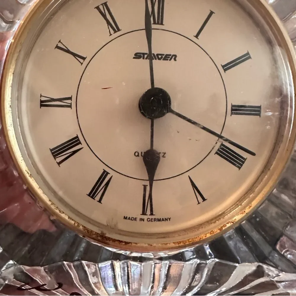 Vintage Staiger Mantle Clock with Cut Crystal Case and Quartz Movement